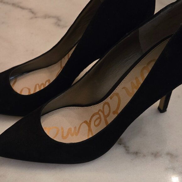 Sam Edelman "Dea" Black Suede Pointed Toe Stiletto Heels - Picture 1 of 8
